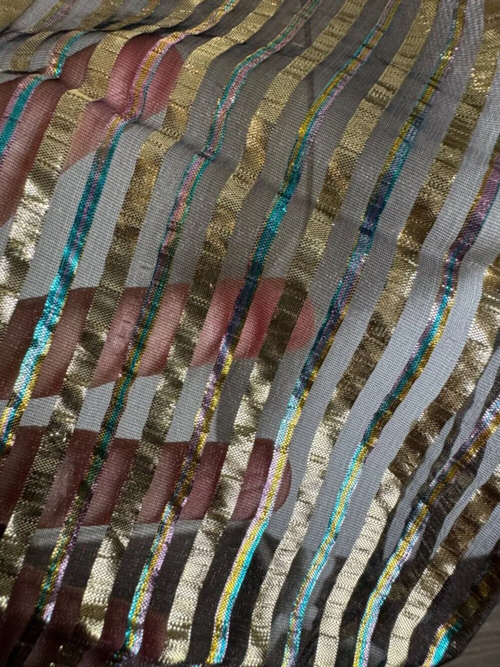 Vintage Striped Scarf Gold Metalic  Like NEW
